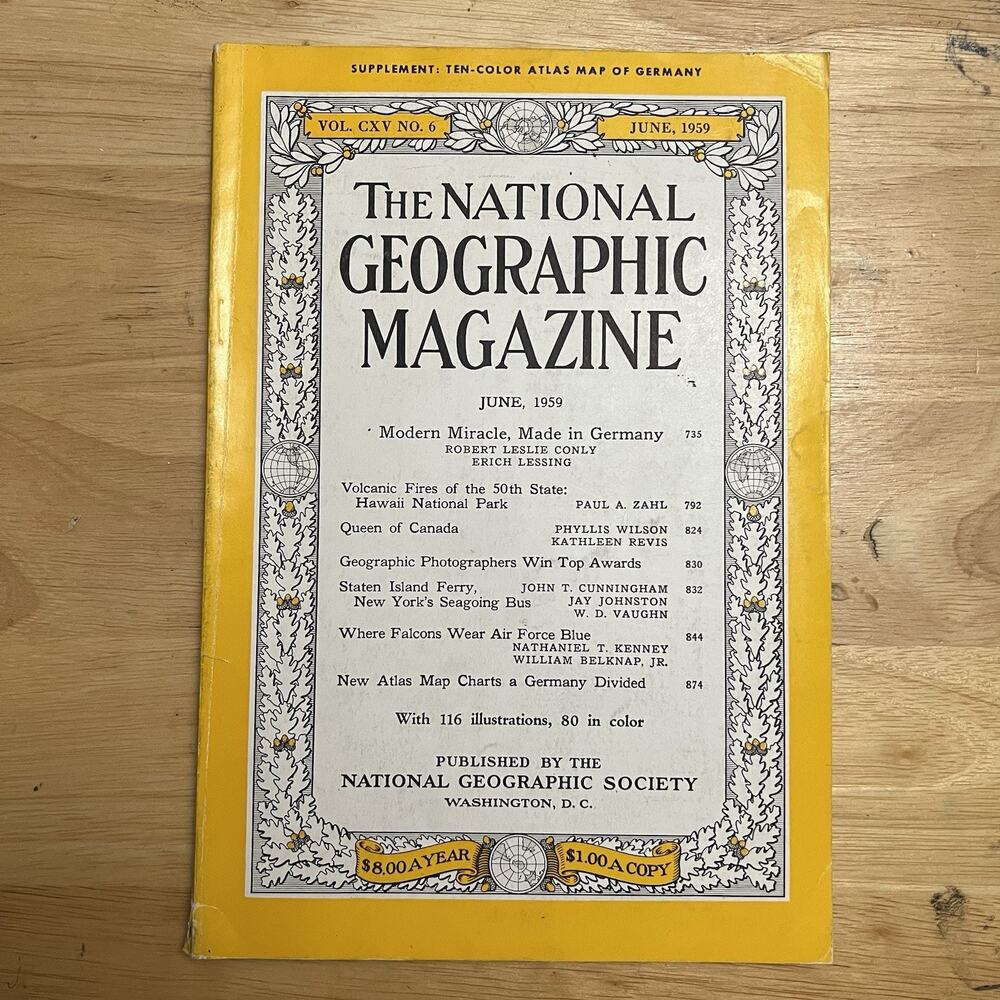 Vintage National Geographic June 1959 Hawaii Volcano Canada Staten Island Ferry